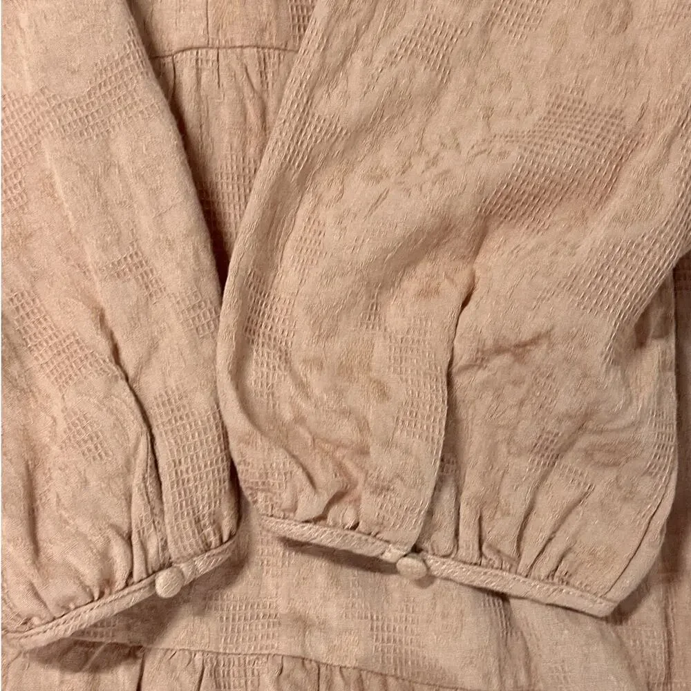Umgee 3/4 Sleeve V-Neck Tiered Maxi Dress V-Back Cotton Boho Pullover Size 1X - Picture 15 of 15